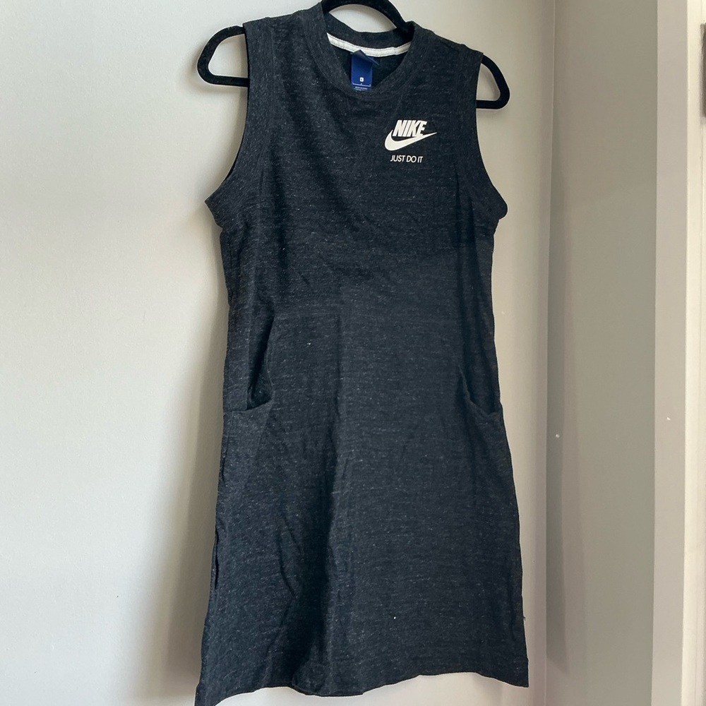 Nike Just Do It Dark Gray Sleeveless Tank Dress Pockets Size L